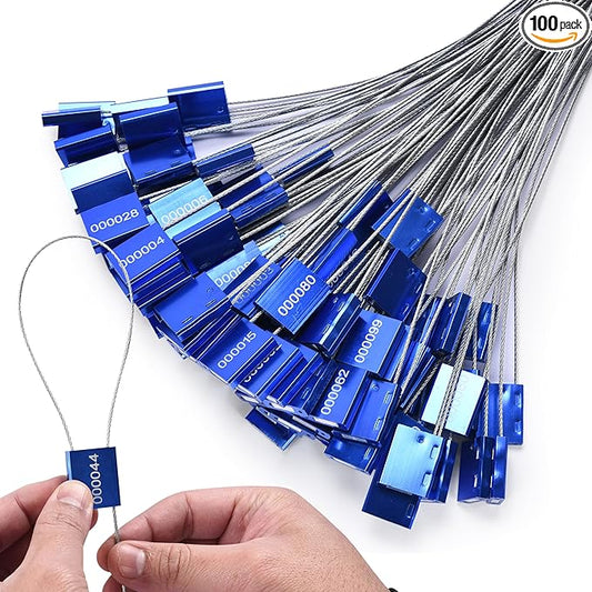 Bolt Dropper High Security Cable Tags Seals - Metal Container Seals with Steel Wire Numbered Tags - Metal Wire Identification Tamper Seal - Heavy Duty Lock Ties with Number - 100pcs