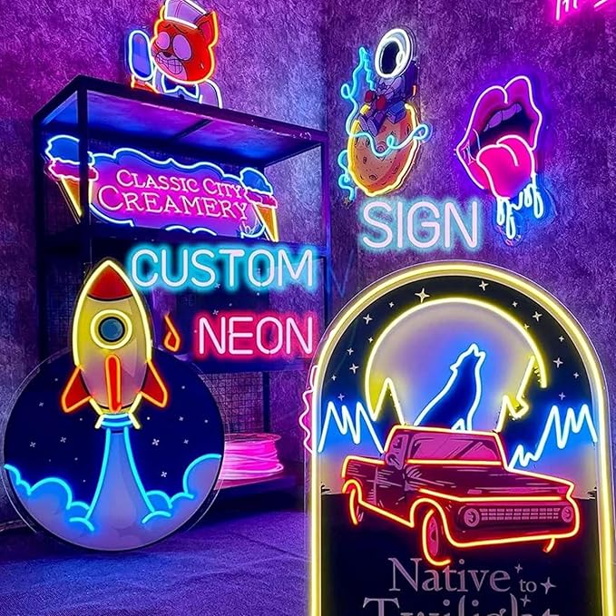 Lorxi Custom Logo UV Printed LED Neon Sign For Wall Decor,Personalized Bussiness Light for Bar Salon Party Office Wall Birthday Wedding