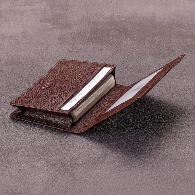 Leather Business Card Case Holder for Men & Women, Italian Calfskin