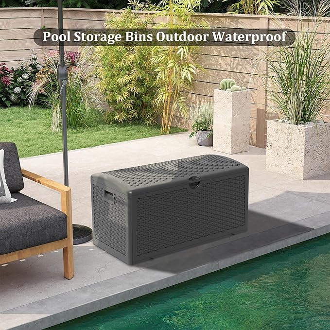 Yardgrace 80 Gallon Pro Resin Deck Box, Waterproof Outdoor Storage Bin for Patio, Poolside, and Garden, Lockable & UV-Resistant, Black