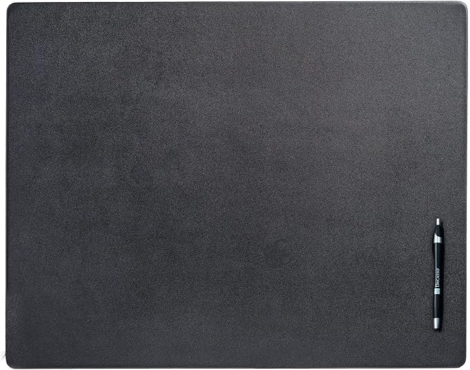 Black Leather 24" x 19" Desk Mat Without Rails