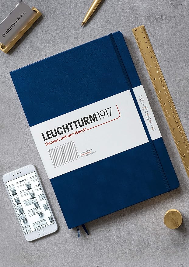 LEUCHTTURM1917 - Notebook Hardcover Master Slim A4+ - 123 Numbered Pages for Writing and Journaling (Anthracite, Ruled)