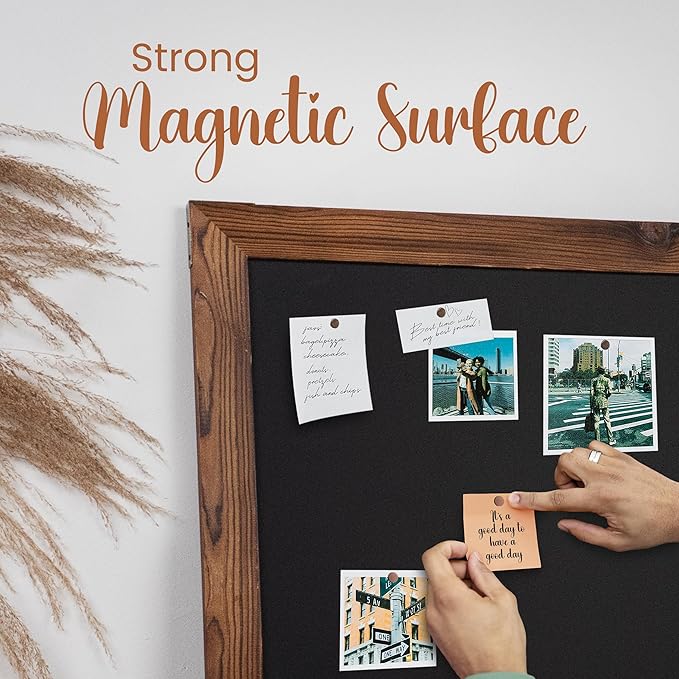 Loddie Doddie Magnetic Chalkboard Sign - 20 x 30 in Rustic Wood Frame - Easy-Erase Surface & Magnet Display - Magnetic Chalkboard Calendar - Rustic Magnet Board