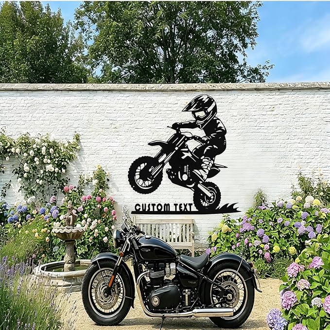 Custom Motorcycle Metal Signs Personalized Dirt Biker Name Sign Custom Garage Decor Motorbikes Wall Art Decor Motorcycle Sign Men Room D ecorate Gifts for Men Husband Rider