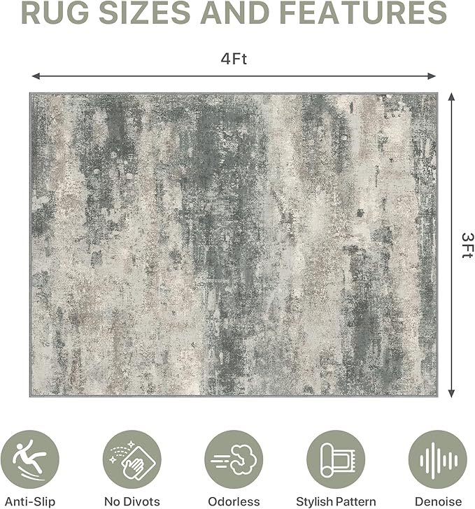 Office Chair Mat for Hardwood Tile Floor, Abstract 36"X 48" Desk Mats for Office Chair on Rolling Chairs Carpet, Desk Anti-Slip 1/5" Thick Rug for Computer Chair, Thin Low-Pile Floor Mat, Green Beige