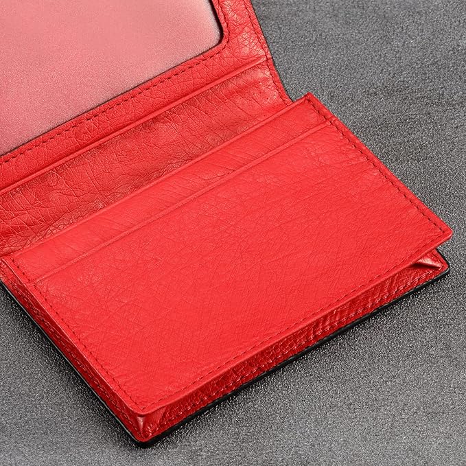 Leather Business Card Case Holder for Men & Women, Italian Calfskin
