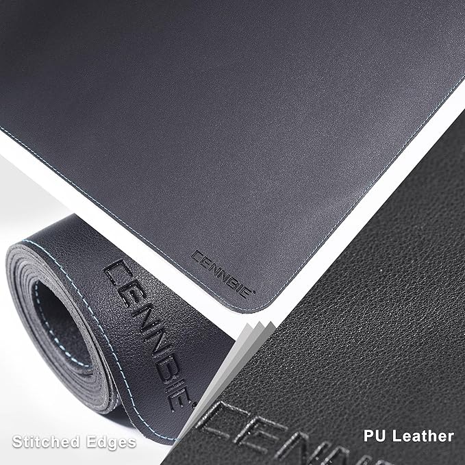 CENNBIE Leather Desk Mat Protector, XXL 74.8" x 23.6" Extra Large Leather Office Desk Pad Mat for Full Desk, Computer Desk Mat on top of desks - Oversized Large Mouse Pad (Black)