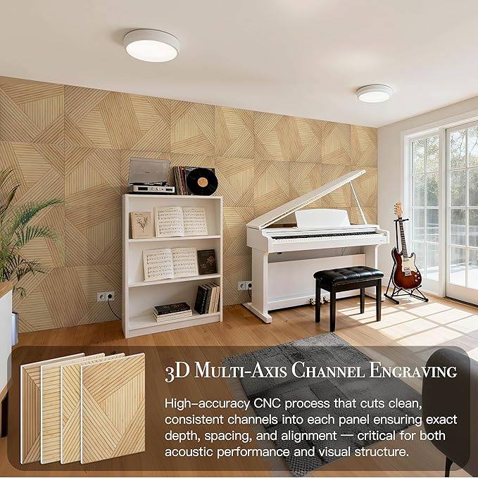 Soon Global Acoustical Wall Panels, 6-Piece 23.62 X 23.62 Inches Art Acoustic Panels, Decorative Acoustic Panels, Acoustic Wall Panels, Sound Absorbing Wall Art, Timber Spiral