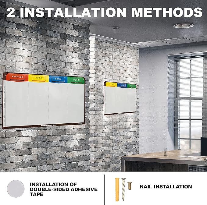 PMXBOARD 6 Column Magnetic Kanban Board, Scrum Board Flex Whiteboard Kit. Agile Kit, 106 Magnetic Kanban Card Kit, Scrum Card Set. Project Management Board for Project Planning, Scrum Whiteboard Kit