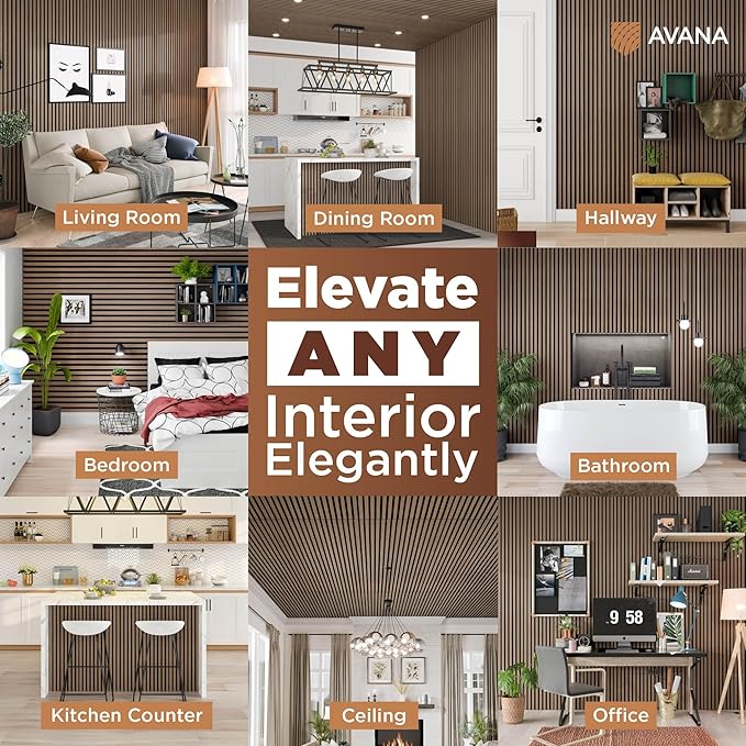 Avana Acoustic Wood Wall Panels – 47.2 X 12.6 Inch Smoke Walnut Acoustic Panels 2 PCs – Modern Wall Panels For Interior Wall Decor For Homes, Offices, Studios – Sturdy And Durable Wood Panels For Wall