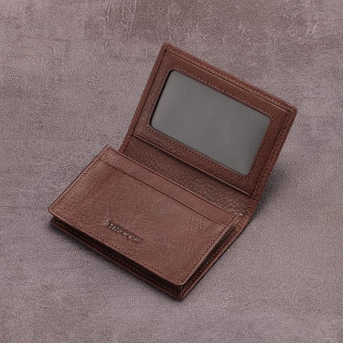 Leather Business Card Case Holder for Men & Women, Italian Calfskin