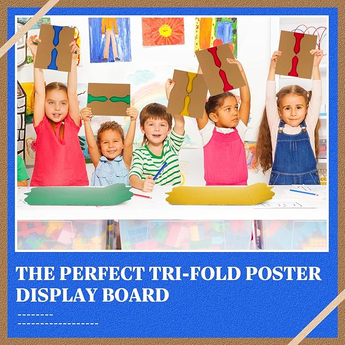 Censen 30 Pcs Trifold Display Board Poster Tri Fold Presentation Board Corrugate Posterboard Large 12 x 20 Inches Project Cardboard for Science Fair School Business Office(Colorful)