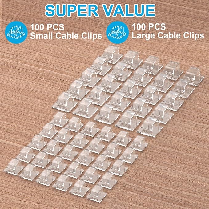 TidyHelper 105 PCS Hooks for Outdoor String Lights (Large, Clear), Christmas Light Clips Hangers, Cable Clips Wire Holder Cord Organizer for Patio Decor, Porch Decor, Balcony Decor & Holiday Decor