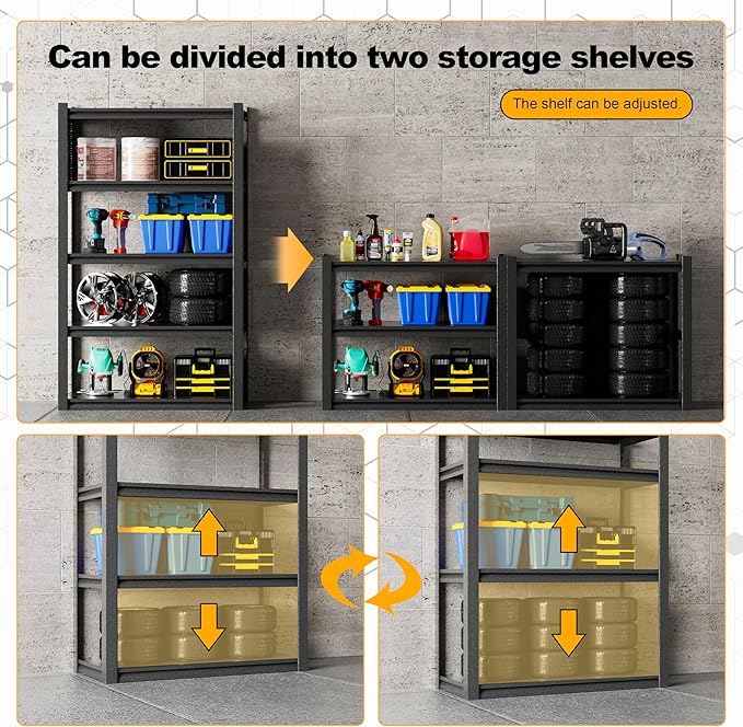 PLMFJQK 2 Sets Storage Shelves with Pegboard,72“*48" Wide 24”Heavy Duty Garage Shelving Units and Storage,Metal Shelving Adjustable Shelves,Garage Storage Rack,Industrial Utility Organization