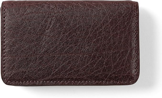 Leatherology Premium Espresso Business Card Case, Magnetic Closure ID Holder, Full Grain Leather