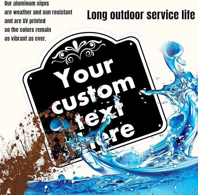 HK SIGNS Custom Indoor/Outdoor Aluminum Weatherproof Metal Sign, Modern Minimalist Style, Black, 14*14 Inch, Customize for Office, Business, Workplace, Home, Delivery Signs