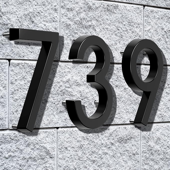 6" Floating Stainless Steel Address House Number, Modern Metal Anti-Rust House Numbers with Nail Kits for Door Garden Mailbox Decor Visibility Signage (7)