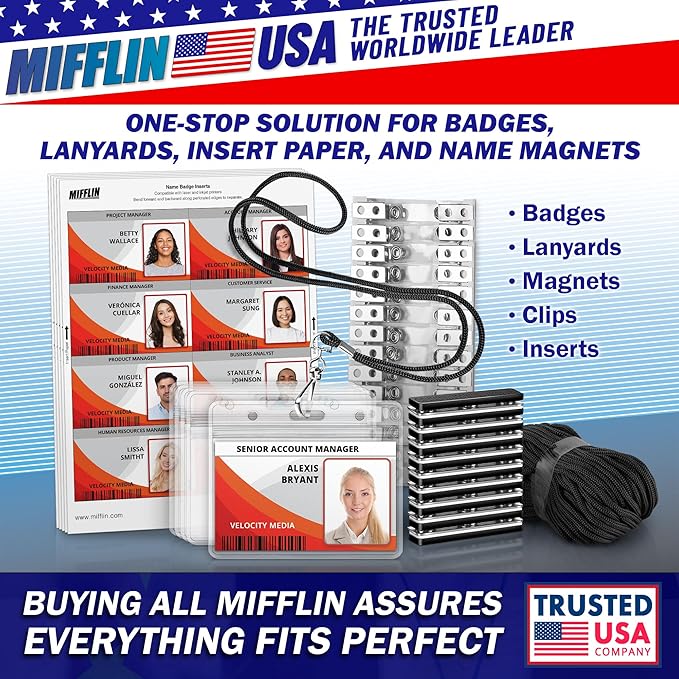 Mifflin-USA Card Protector (4x3 Inch, Clear, Bulk 10 Pack) Quick Load Horizontal No Zipper Name ID Badge Holder…