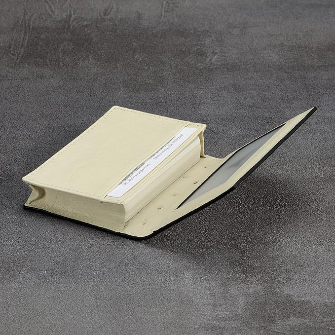 Leather Business Card Case Holder for Men & Women, Italian Calfskin
