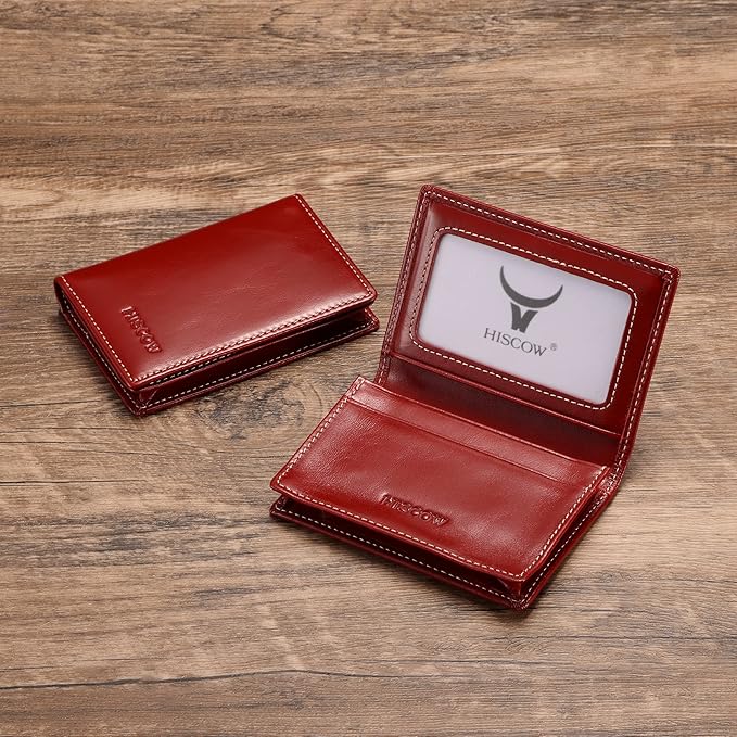Leather Business Card Case Holder for Men & Women, Italian Calfskin
