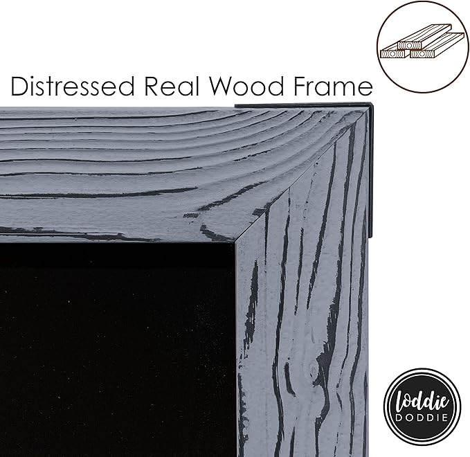 Loddie Doddie Chalk Board - 20 x 30 in Gray Rustic Wood Frame - Magnetic Board for Wall - Chalkboard Signs & Magnet Display - Chalkboard Calendar for Wall