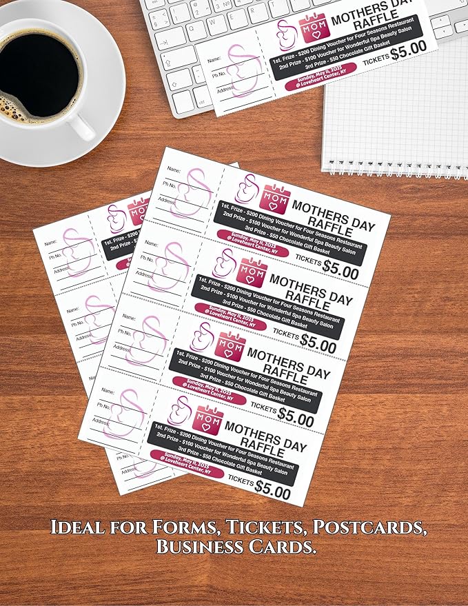 Limited Papers (TM) 8.5x11 Perforated Paper, 20/50 Pound, 75 GSM, Variety of Perforation Sizes and Colors, for Forms, Tickets, Postcards. (Canary, 4 up - horizontal every 2.75")