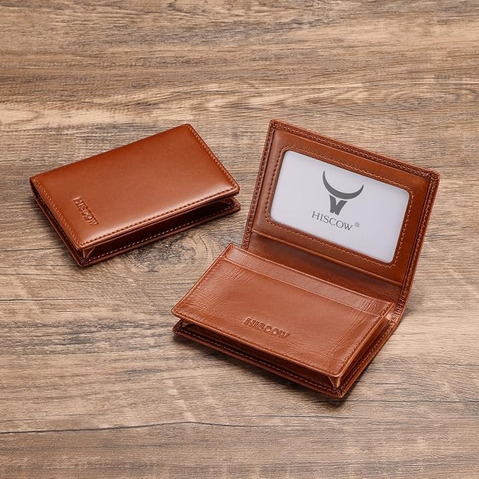 Leather Business Card Case Holder for Men & Women, Italian Calfskin