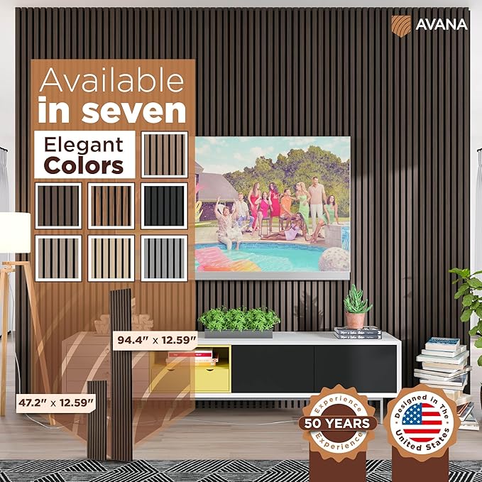 Avana Acoustic Wood Wall Panels – 47.2 x 12.6 Inch Dark Walnut Oak Acoustic Panels 2 PCs – Modern Wall Panels For Interior Wall Decor For Home, Office, Studio – Sturdy And Durable Wood Panels For Wall