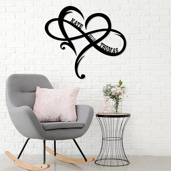 Personalized Valentines Metal Wall Sign, Custom Infinity Heart Love Couple Name Sign, Valentine's Wedding Gifts for Couples, Metal Engagement Sign, Home Decoration, Gift for Anniversary