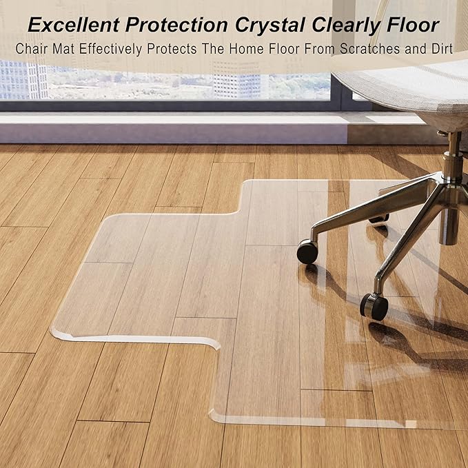 MESAILUP Beveled Edge Irregular Office Chair Mat with Lip for Carpet or Hardwood Floor Crystal Clear 48" x 60" Smooth Glide and Easy Roll On/Off, Heavy Duty and Non-Slip Pad Floor Chair Mat with Lip