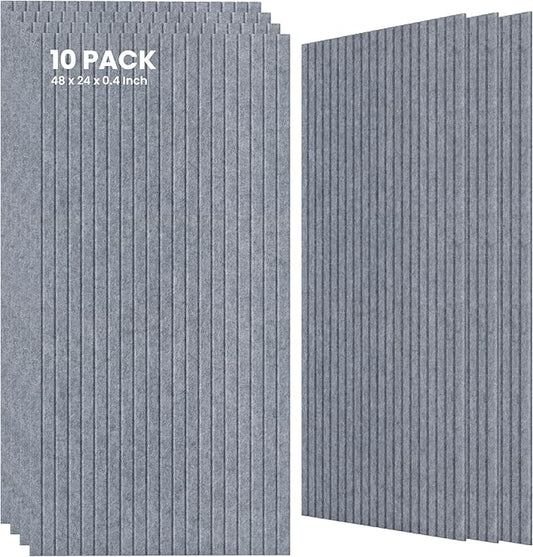 10 Pack Large Acoustic Panels,48 x 24 x 0.4 Inch Sound Proof Foam Panels for Walls，Premium Noise Dampening Panels,Sound Panels for Media Room, Office and Studio,African Gray