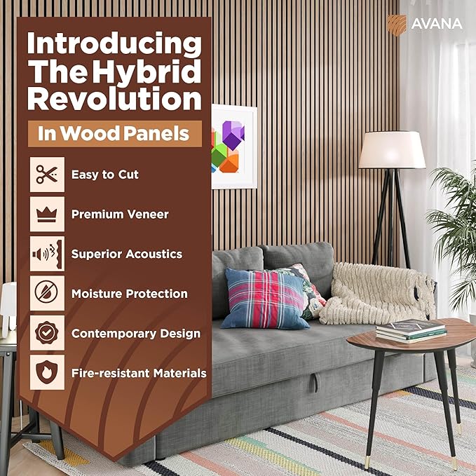 Avana Acoustic Wood Wall Panels – 94.4 X 12.6 Inch White Oak Acoustic Panels 2 PCs – Wall Panels For Interior Wall Decor For Homes, Offices, Studios – Sturdy And Durable Wood Panels For Wall