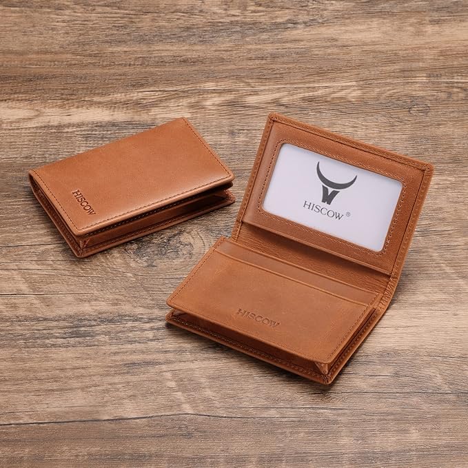 Leather Business Card Case Holder for Men & Women, Italian Calfskin