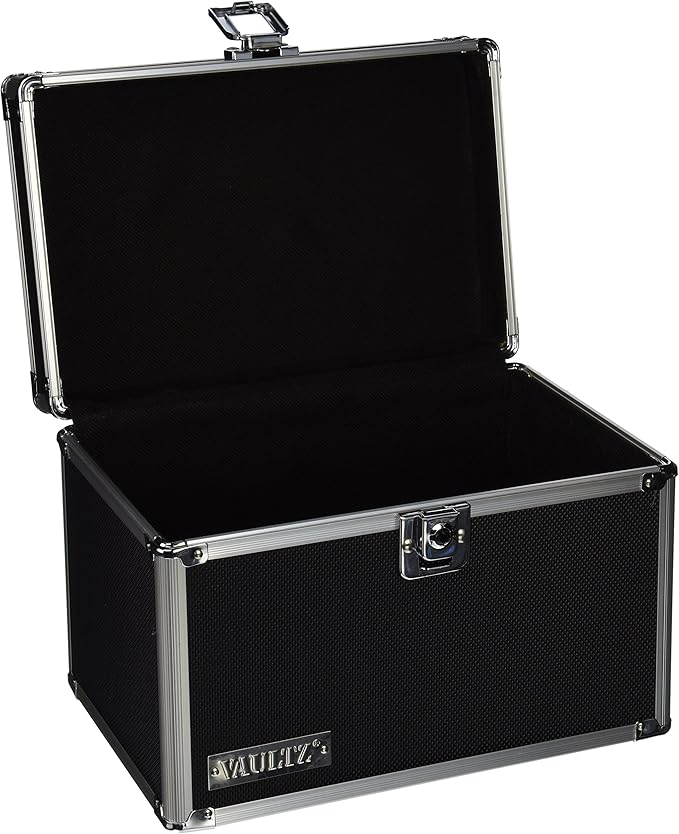 Vaultz Lockable Index Card Holder - Flash Card Organizer for Recipes, Passwords or Studying Holds 550 5x8 Notecards - Index Card Box Study Accessories, Black