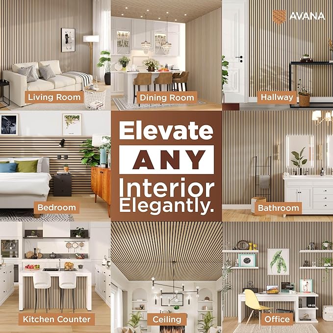 Avana Acoustic Wood Wall Panels – 94.4 x 12.6 Inch White Oak Acoustic Panels 2 PCs – Wall Panels For Interior Wall Decor for Homes, Offices, Studios – Pleasing Design Wood Panels For Wall