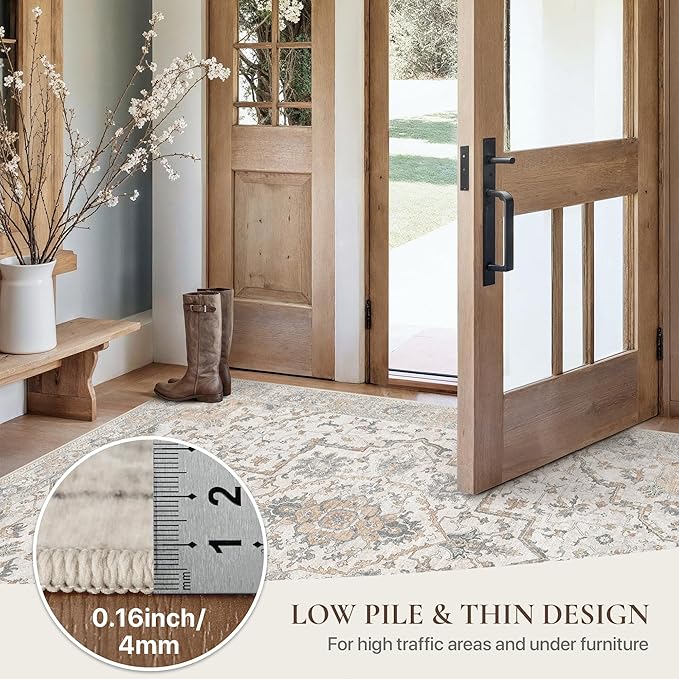 GENIMO Runner Rug 2'6"x8 Machine Washable Non Slip Vintage Hallway Runner Rug, Low Pile Lightweight Rugs for Indoor Entryway, Hallway, Kitchen and Corridor