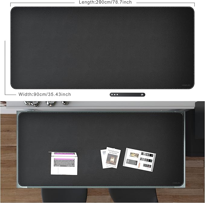 Mydours 79" x 36" Extra Large Desk Pad XXL, Desk Protector Mat with PU Leather, Mega Desk Blotter Mat for Office, Home, Dinner, Full Desk Pad for Keyboard and Mouse (Black)