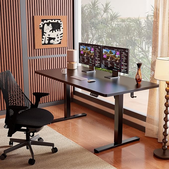 ErGear Electric 71 x 30 inch Standing Desk Workstation, Large Sit Stand up Desk, Memory Computer Home Office Desk, (Black) Ships in One Box