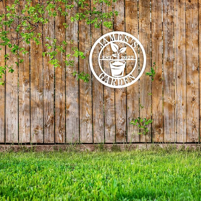 ENFODREAM Personalized Metal Garden Sign, Family Last Name & Established Date, Custom Name Garden Sign, Metal, 12/16/20/24 Inch, Rustic Style, Wall Mount, Perfect for Home Decor & Gifts