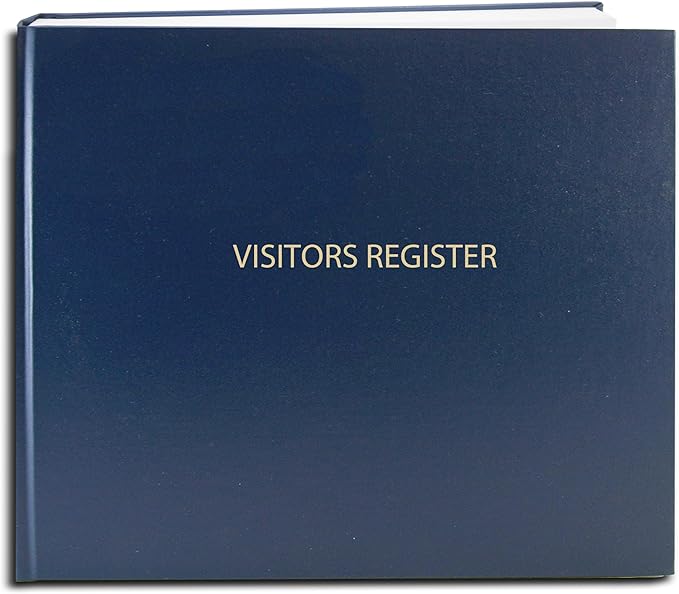 BookFactory Visitor Log Book Visitor Register Visitors Sign-in Book - 120 Pages, 8 7/8'' x 7'' - Blue Cover, Section Sewn Hardbound (Made in USA)