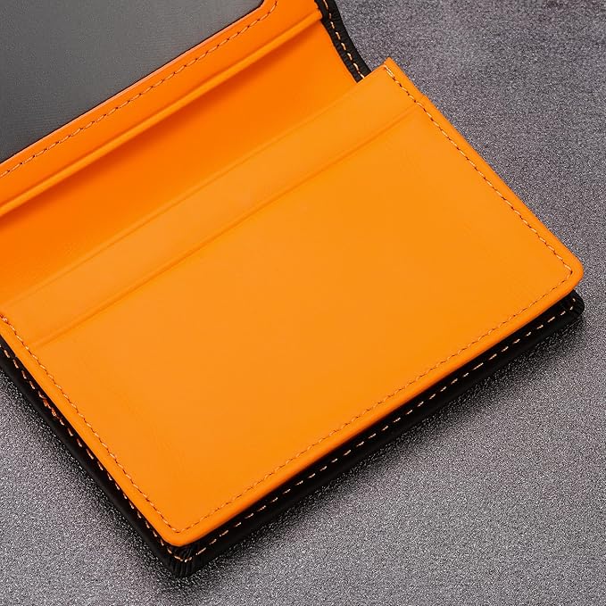 Leather Business Card Case Holder for Men & Women, Italian Calfskin