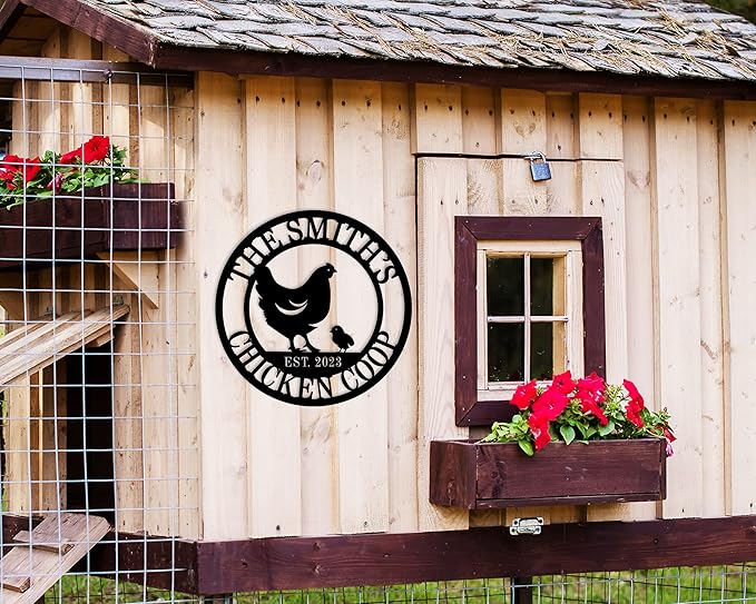 Personalized Metal Coop Sign, Custom Chicken Name Sign,Chicken Coop Decor,Chicken Coop Accessories, Personalized Chicken Coop Farm Sign,Funny Signs for Chicken Coops