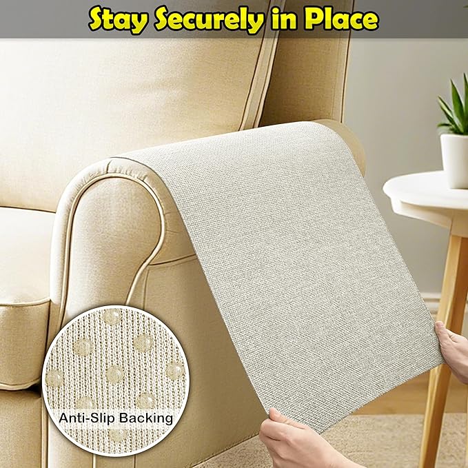 Couch Arm Covers, Waterproof Armrest Cover for Sofa, Armchair, Loveseat, Non-Slip Recliner Arm Cover, Sofa Arm Covers, Headrest Covers, Arm Chair Covers Set of 2 (Cream White, 28"×24")
