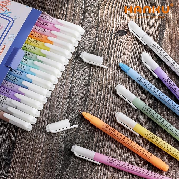 HANKU 0.38mm Fine Point Pen,16 Pack Colored Fineliner Bible Pens No Bleed Through,Extra Fine Tip Marker Pens for Bullet Journaling,Planner,Coloring,Bible Study Back to School Office Supplies