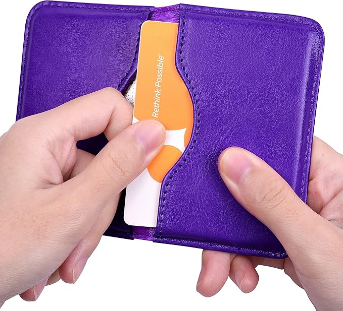 Wisdompro Business Card Holder, 2-Sided PU Leather Folio Name Card Holder Wallet Case with Magnetic Shut for Men and Women, Ultra Slim and Thin