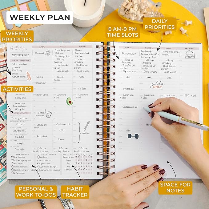 PLANBERRY Large Hourly Schedule Planner Premium – Undated Organizer for Productivity, Time Management & Budget, 8x10.4″ (Wild Purple)