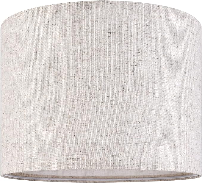 GO&SO Oatmeal Linen Lamp shades Large Drum Linen Lampshade 16" Top x 16" Bottom x 12" High (Spider) Farmhouse Lampshade for Table & Floor Lamp - Lampshades Replacement