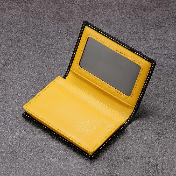Leather Business Card Case Holder for Men & Women, Italian Calfskin