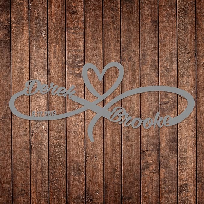 Personalized Valentines Metal Wall Sign, Custom Infinity Heart Love Couple Name Sign, Valentine's Wedding Gifts for Couples, Metal Engagement Sign, Home Decoration, Gift for Anniversary