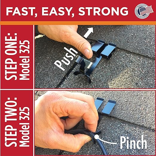 Grip Clip Roof Clips, Safe for Heat Tape, Electric Cable & Roof Heat Cable Installation, Prevents Roof Damage, Easy Nail-Free Outdoor Cable Clips, Your Ultimate Cable Clip (.325-5 Pack)